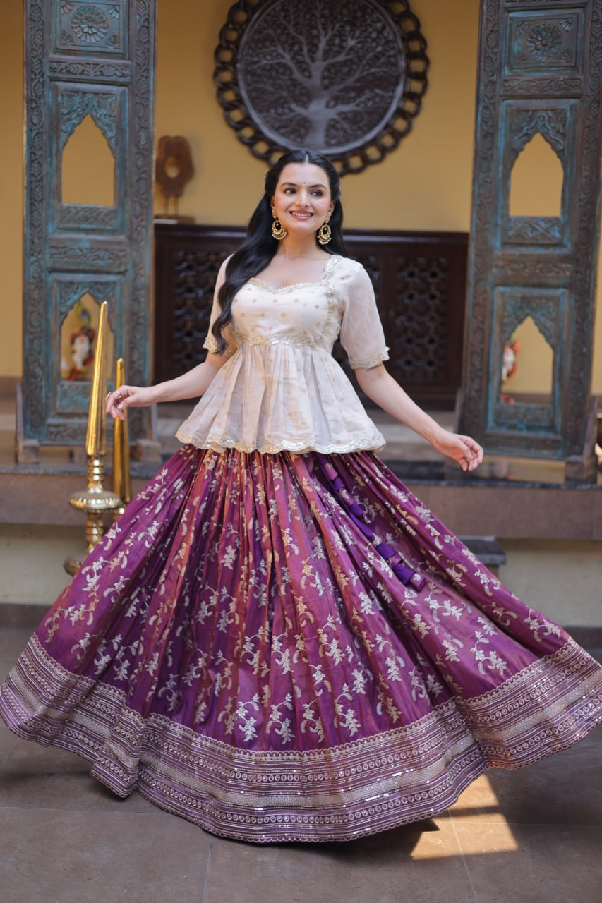 Viscose Jacquard Party Wear Lehenga Choli for Women
