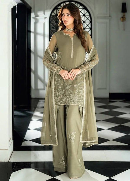Pista Green Embroidered Kurti Palazzo Set with Dupatta