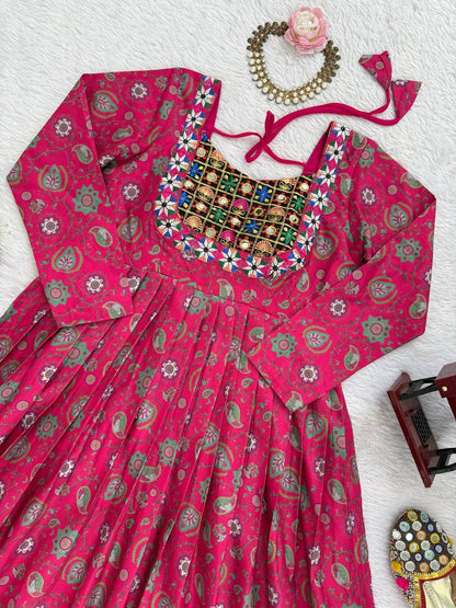 Pink Floral Rayon Salwar Suit for Wedding and Festive Wear