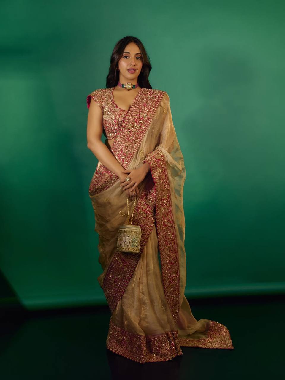 Designer Organza Fabric Saree with Intricate Thread Work