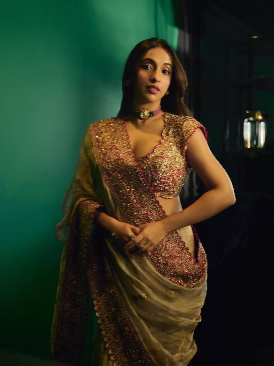 Designer Organza Fabric Saree with Intricate Thread Work