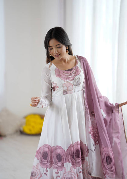 Floral Organza Anarkali Salwar Suit for Wedding & Party Wear