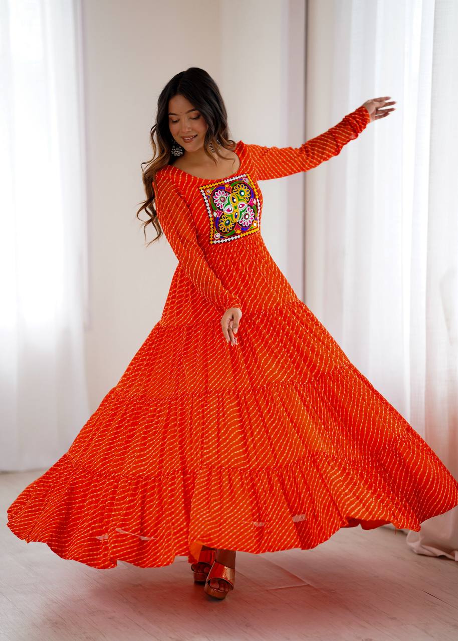Laheriya Print Georgette Anarkali Dress for Women