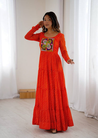 Laheriya Print Georgette Anarkali Dress for Women