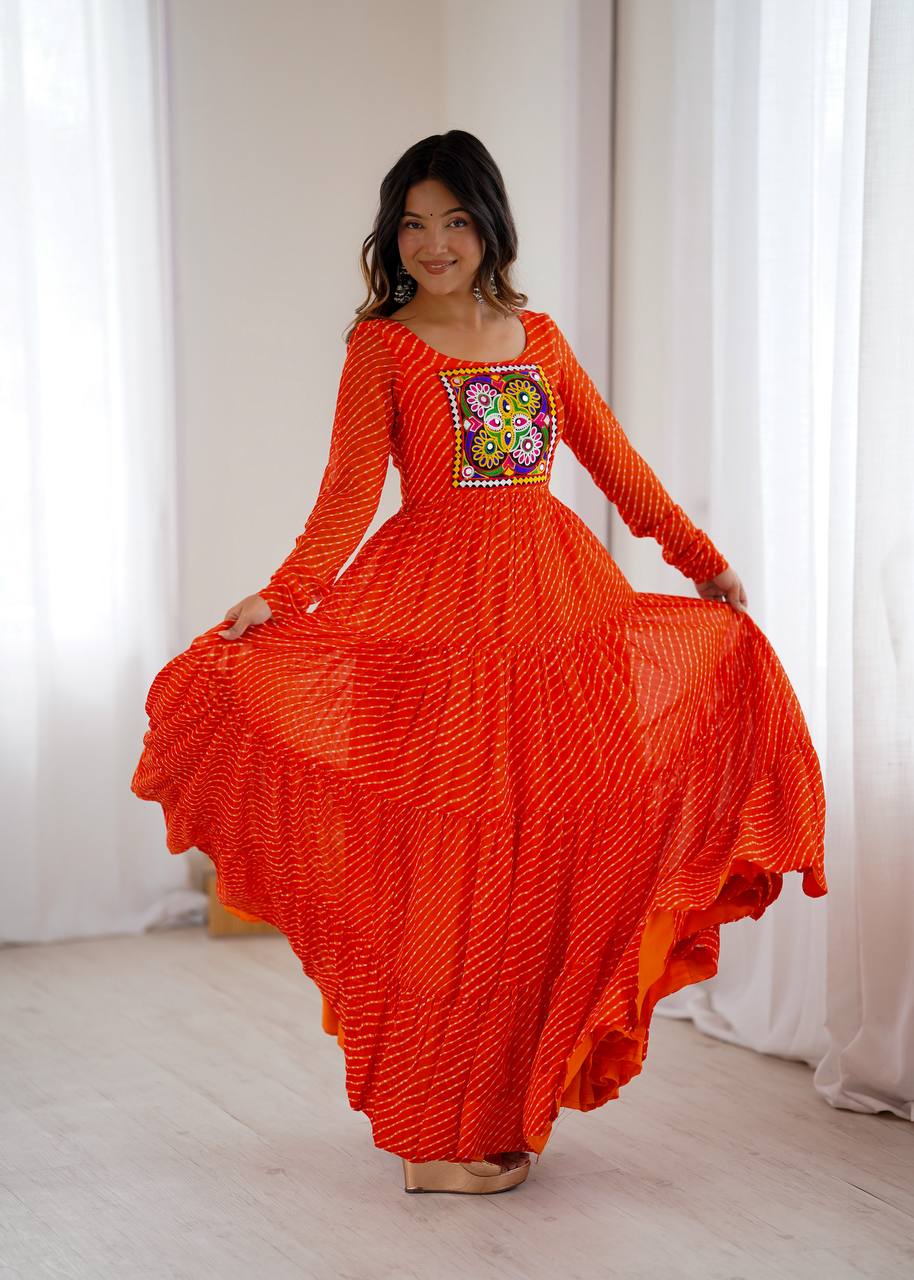 Laheriya Print Georgette Anarkali Dress for Women