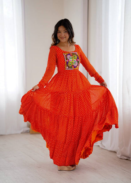 Laheriya Print Georgette Anarkali Dress for Women