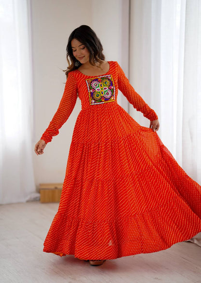 Laheriya Print Georgette Anarkali Dress for Women