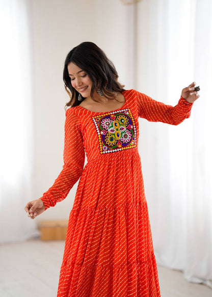 Laheriya Print Georgette Anarkali Dress for Women