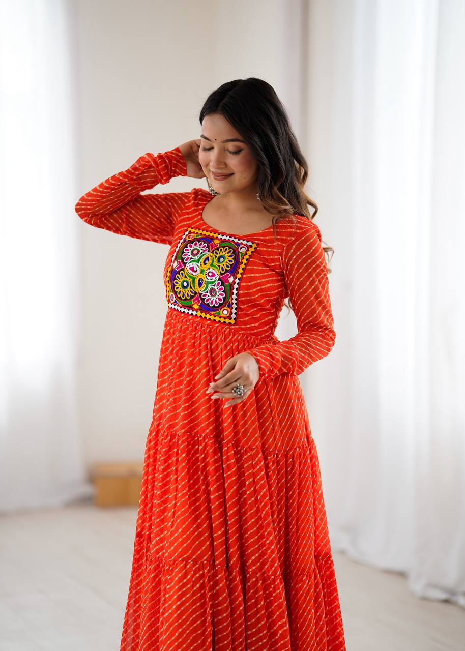 Laheriya Print Georgette Anarkali Dress for Women