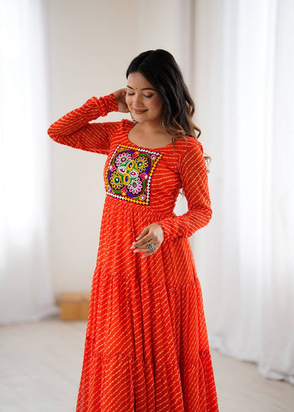 Laheriya Print Georgette Anarkali Dress for Women