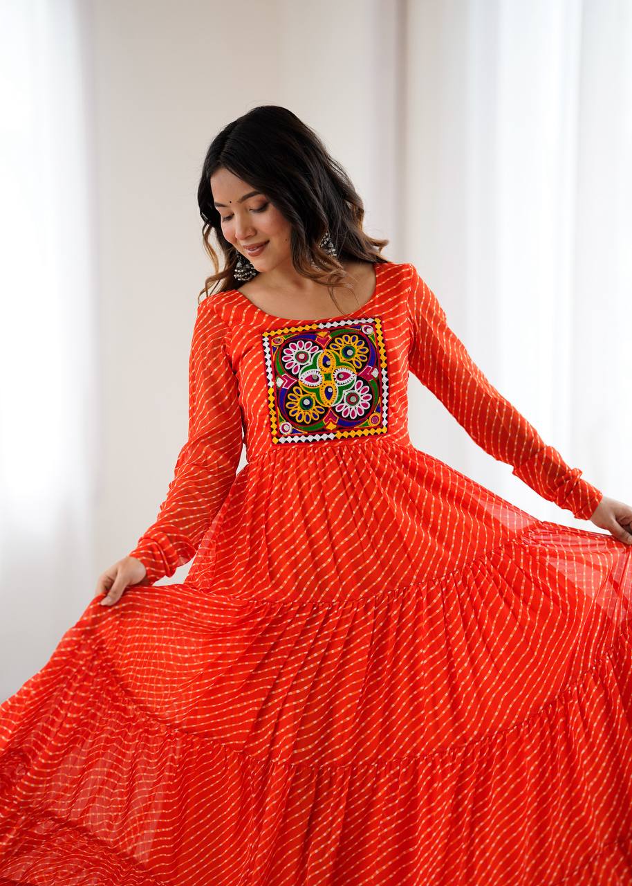 Laheriya Print Georgette Anarkali Dress for Women