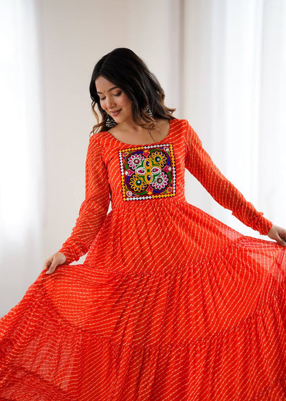 Laheriya Print Georgette Anarkali Dress for Women