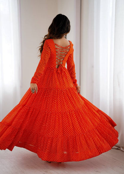 Laheriya Print Georgette Anarkali Dress for Women