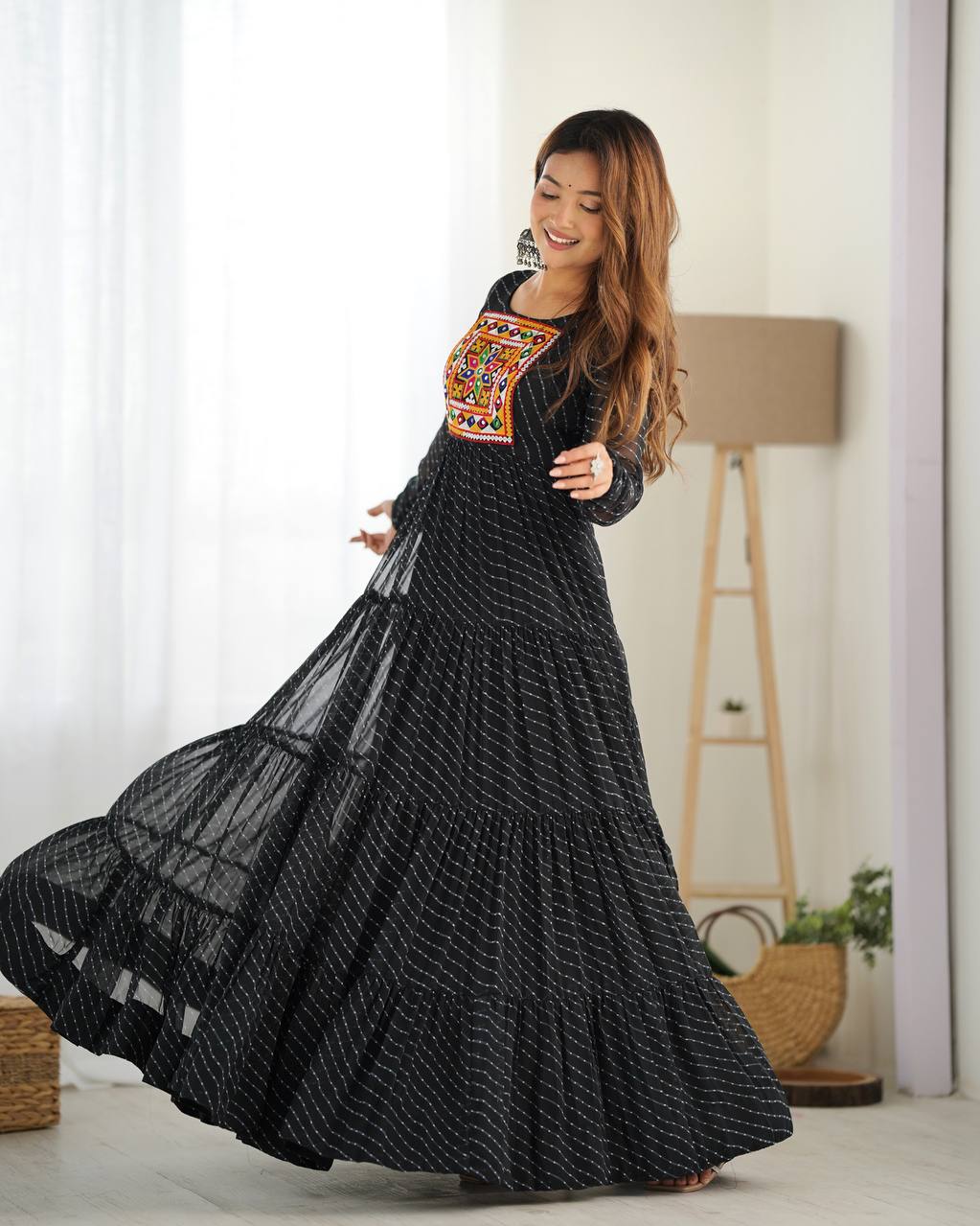 Laheriya Print Georgette Anarkali Dress for Women