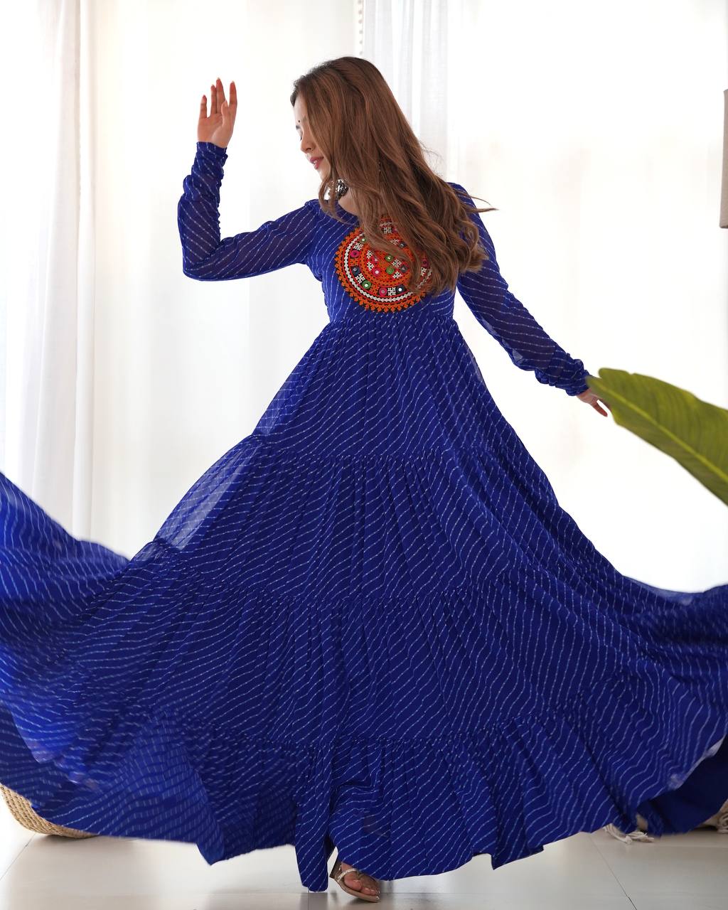 Laheriya Print Georgette Anarkali Dress for Women