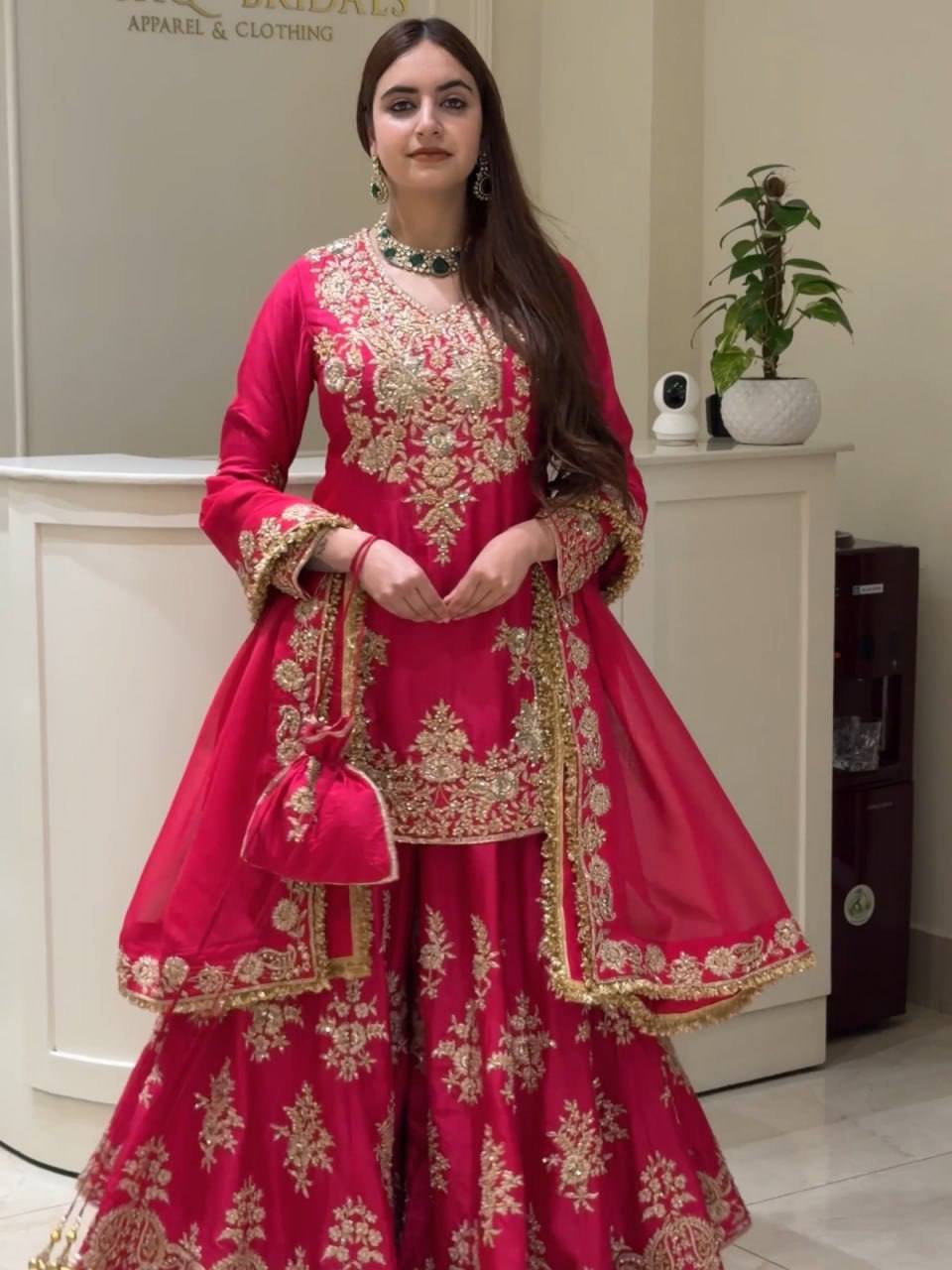 Chinon Silk Anarkali Suit with Sequin Work - 3 Piece Set
