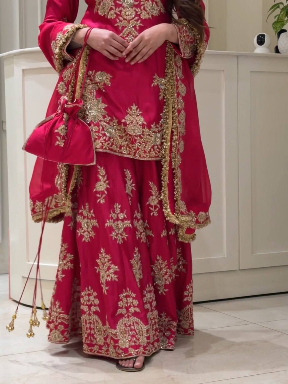 Chinon Silk Anarkali Suit with Sequin Work - 3 Piece Set