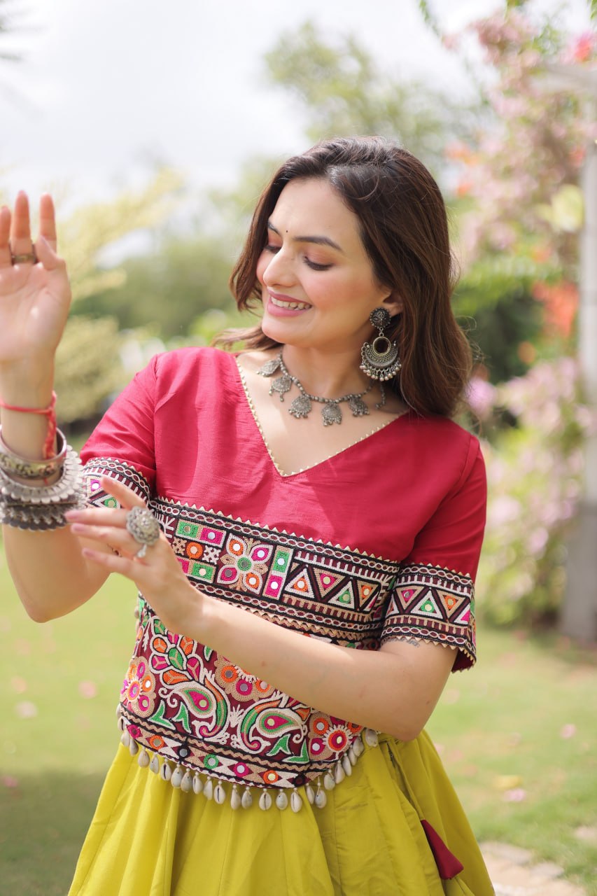 Navratri Special Gamthi Work Chaniya Choli for Garba