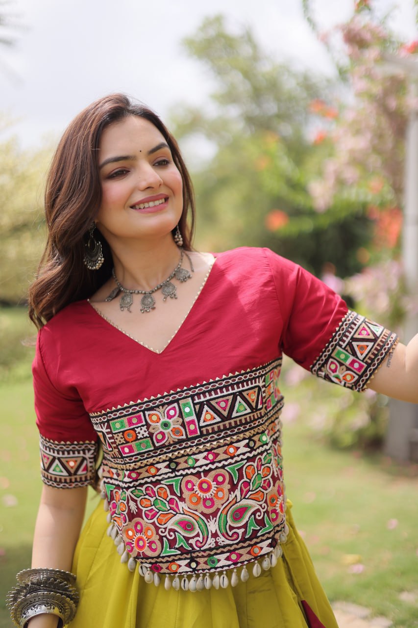 Navratri Special Gamthi Work Chaniya Choli for Garba