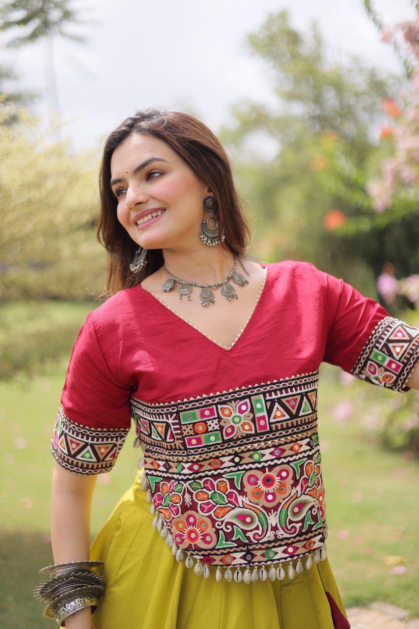 Navratri Special Gamthi Work Chaniya Choli for Garba