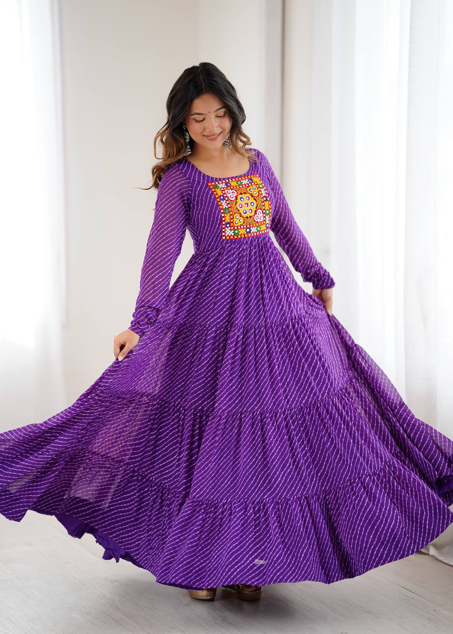 Laheriya Print Georgette Anarkali Dress for Women