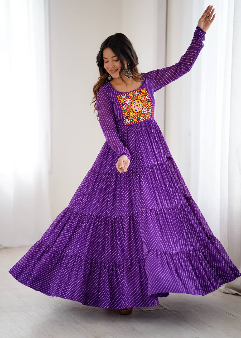 Laheriya Print Georgette Anarkali Dress for Women