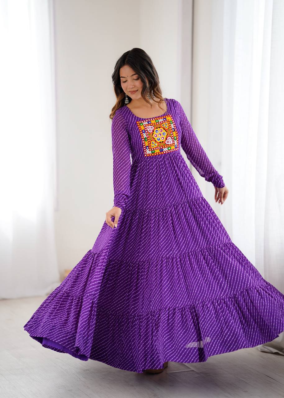 Laheriya Print Georgette Anarkali Dress for Women