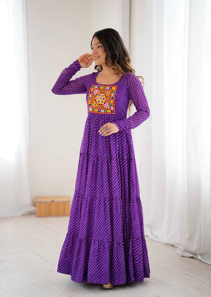 Laheriya Print Georgette Anarkali Dress for Women