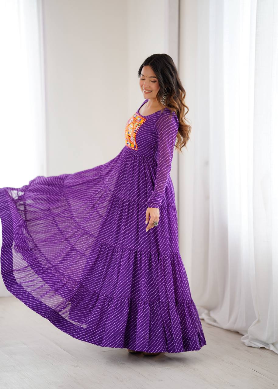 Laheriya Print Georgette Anarkali Dress for Women