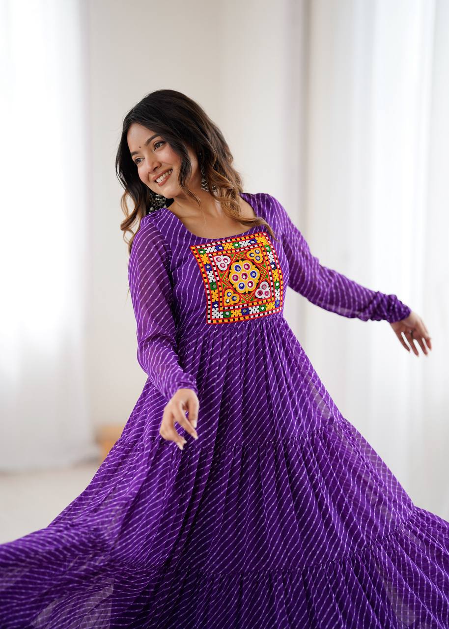 Laheriya Print Georgette Anarkali Dress for Women