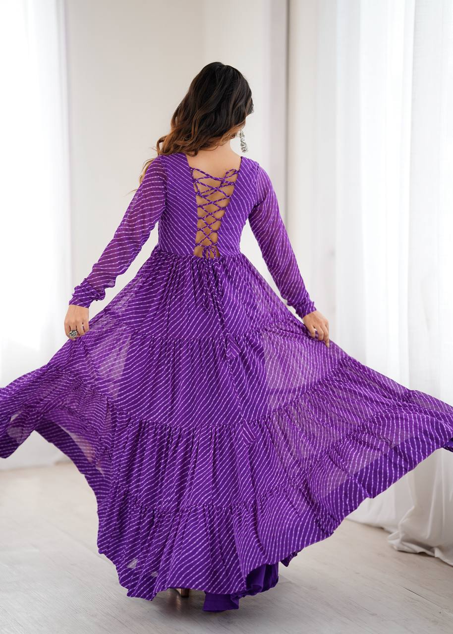 Laheriya Print Georgette Anarkali Dress for Women