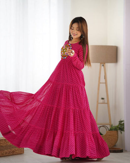 Laheriya Print Georgette Anarkali Dress for Women