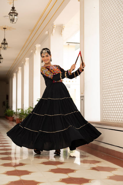 Navratri Special Gamthi Work Fully Flared Gown for Garba