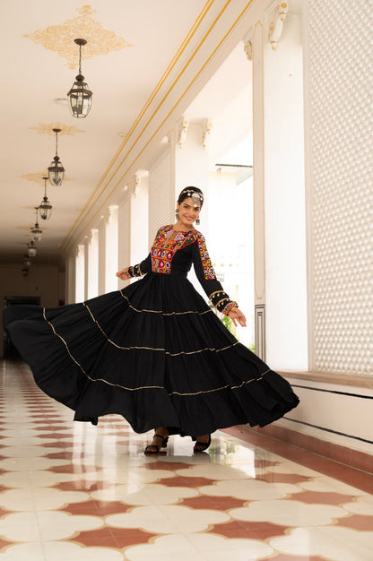 Navratri Special Gamthi Work Fully Flared Gown for Garba