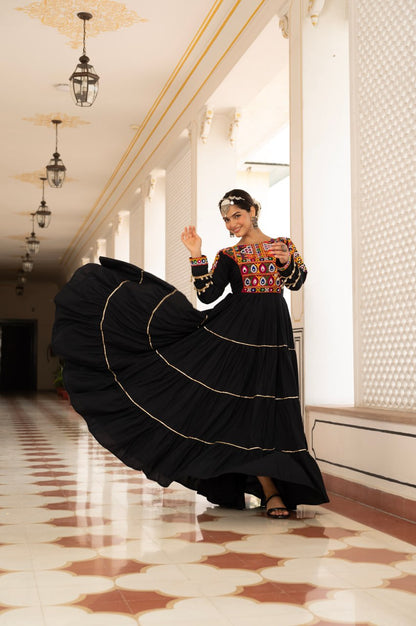 Navratri Special Gamthi Work Fully Flared Gown for Garba