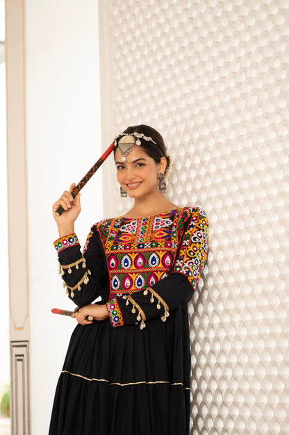 Navratri Special Gamthi Work Fully Flared Gown for Garba