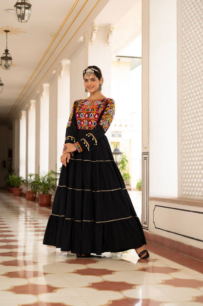 Navratri Special Gamthi Work Fully Flared Gown for Garba