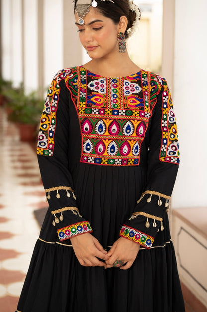 Navratri Special Gamthi Work Fully Flared Gown for Garba