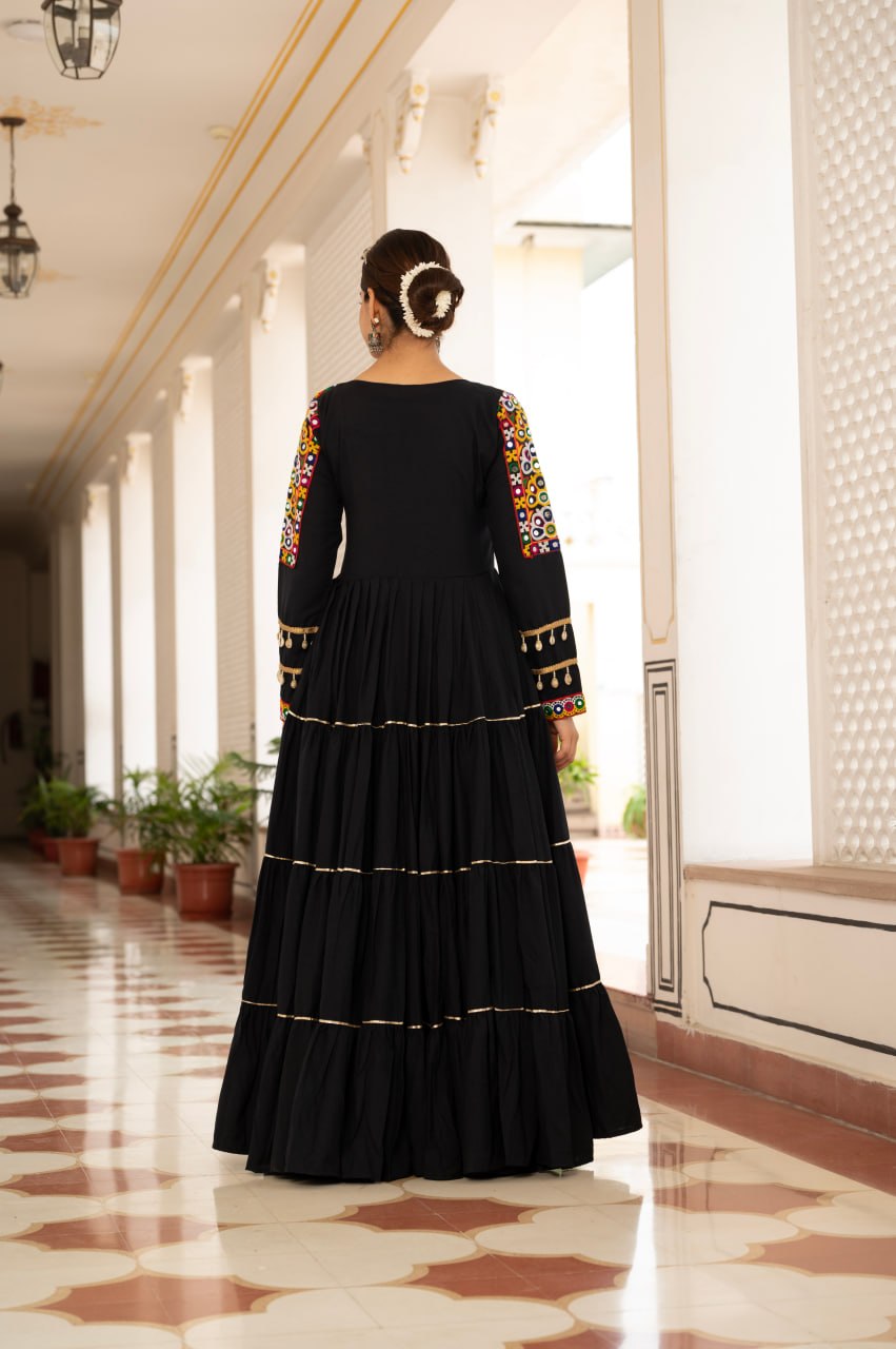 Navratri Special Gamthi Work Fully Flared Gown for Garba