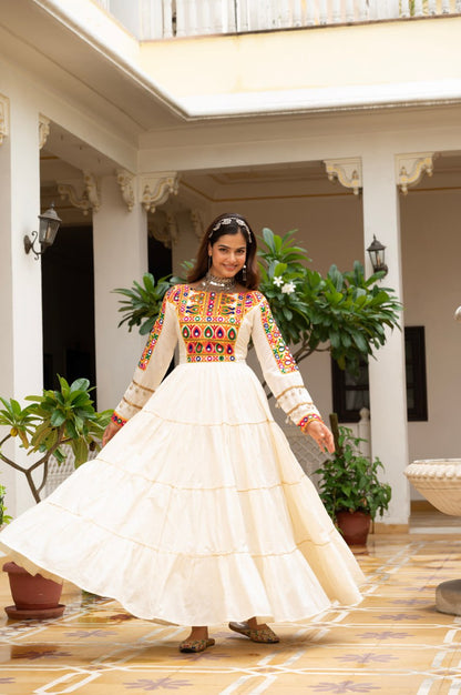 Navratri Special Gamthi Work Fully Flared Gown for Garba