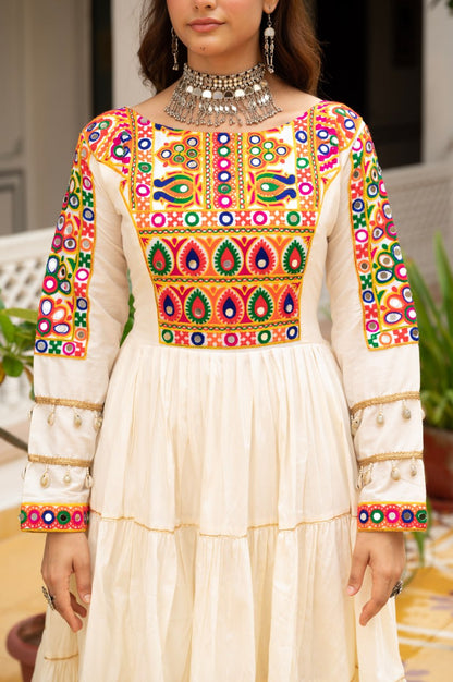 Navratri Special Gamthi Work Fully Flared Gown for Garba