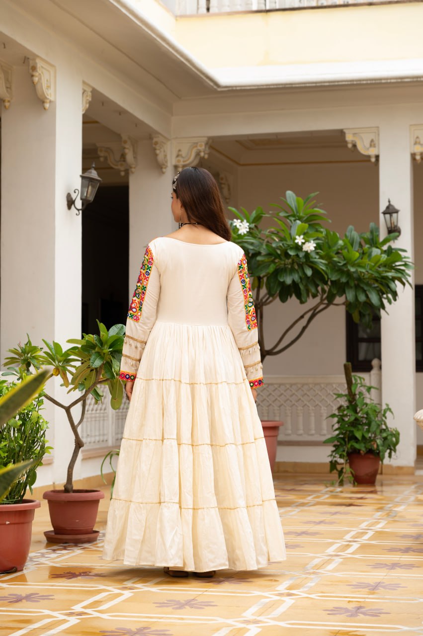 Navratri Special Gamthi Work Fully Flared Gown for Garba