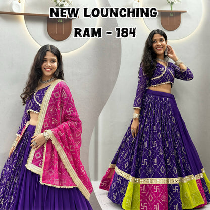 Royal Purple & Rani Pink Navratri Special Lehenga Choli