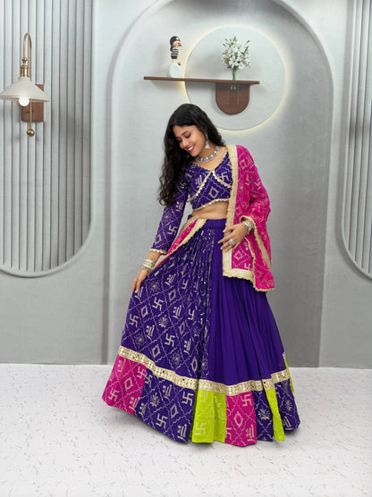 Royal Purple & Rani Pink Navratri Special Lehenga Choli