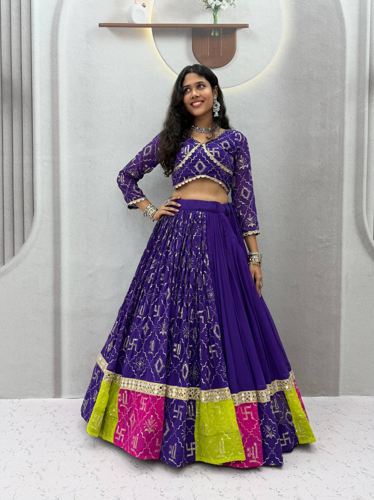 Royal Purple & Rani Pink Navratri Special Lehenga Choli