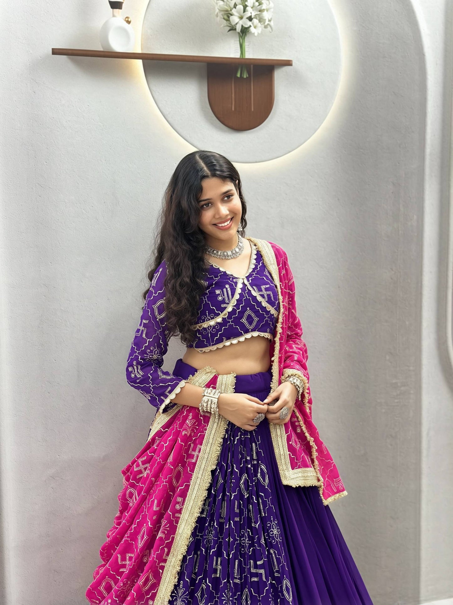 Royal Purple & Rani Pink Navratri Special Lehenga Choli