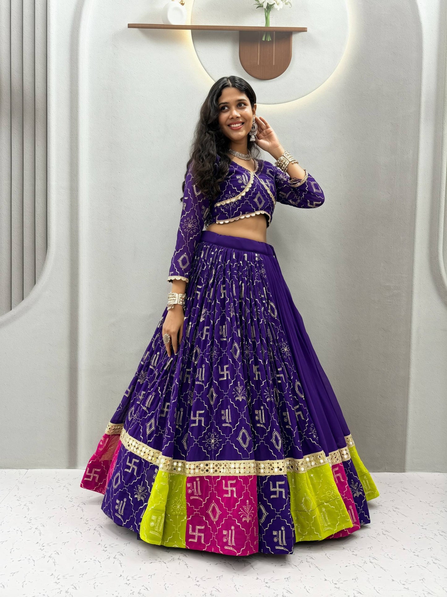 Royal Purple & Rani Pink Navratri Special Lehenga Choli