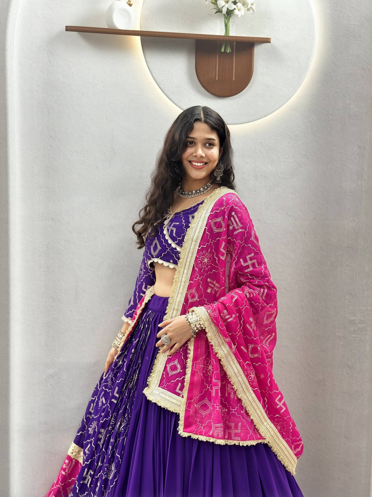 Royal Purple & Rani Pink Navratri Special Lehenga Choli
