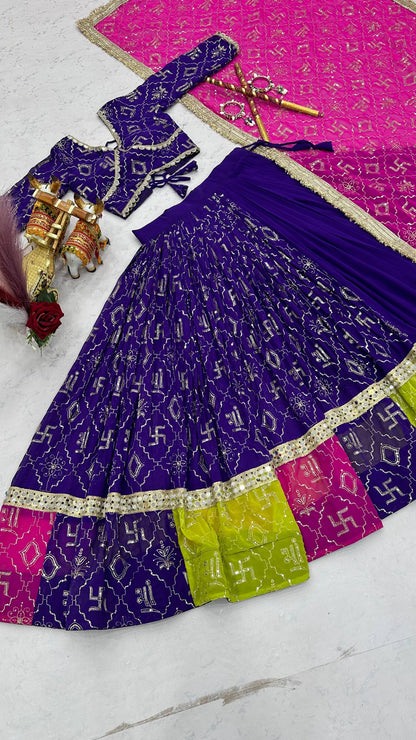 Royal Purple & Rani Pink Navratri Special Lehenga Choli