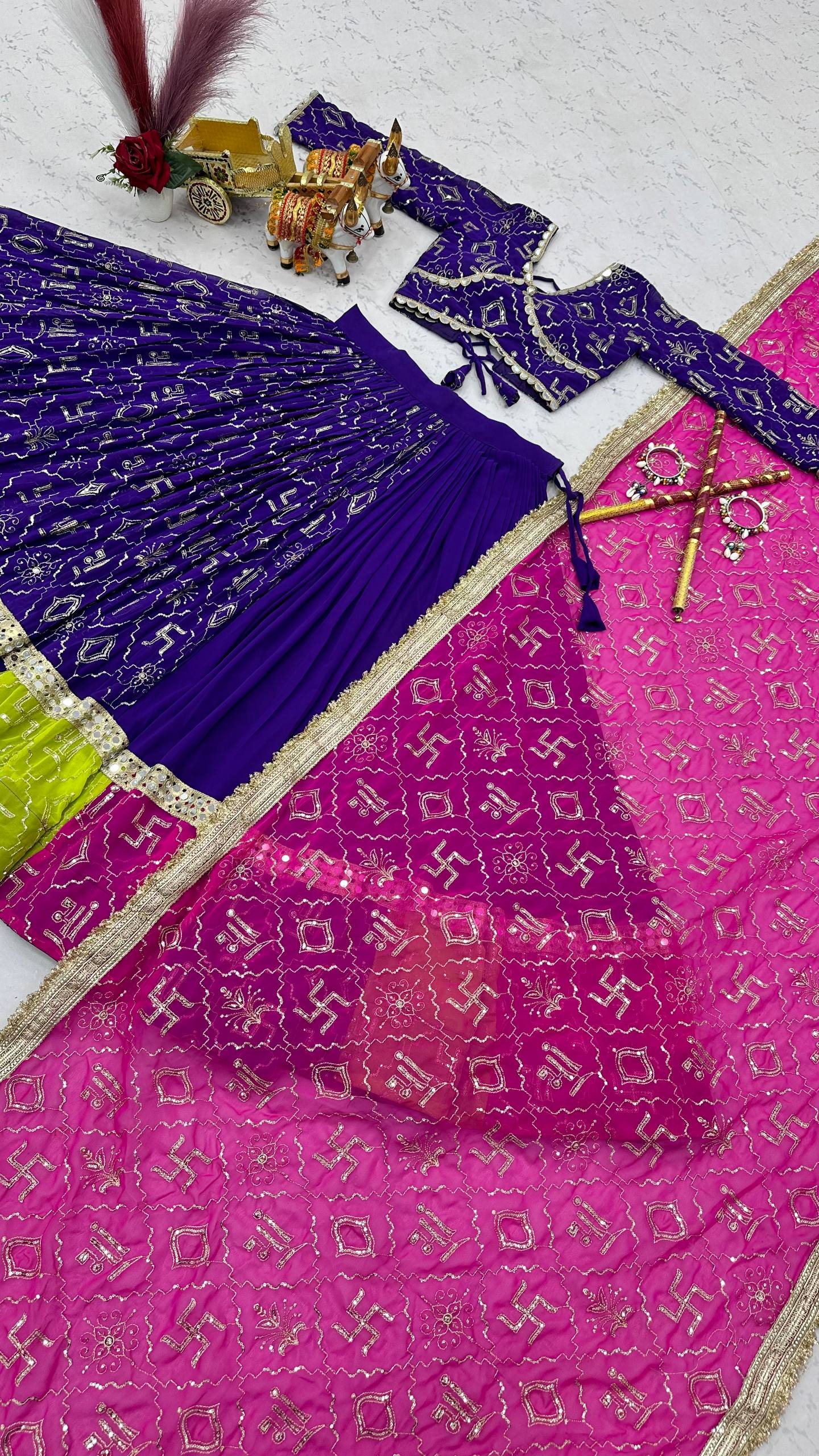 Royal Purple & Rani Pink Navratri Special Lehenga Choli